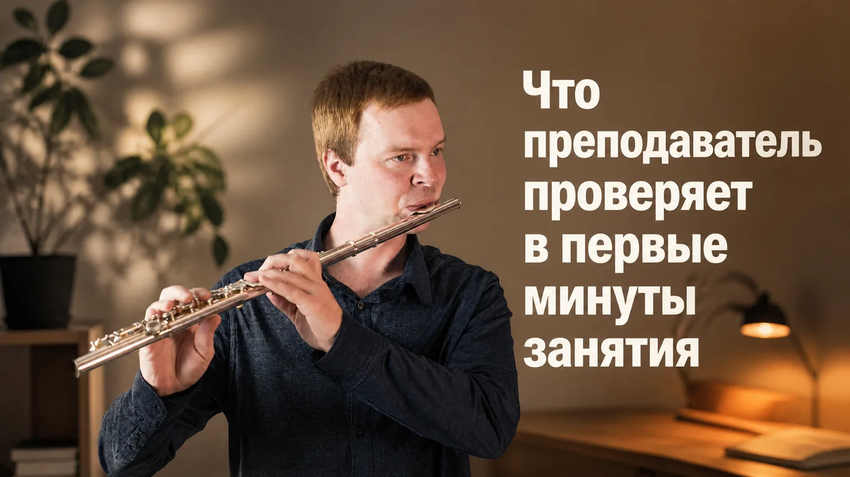 Что преподаватель проверяет в первые минуты занятия на флейте