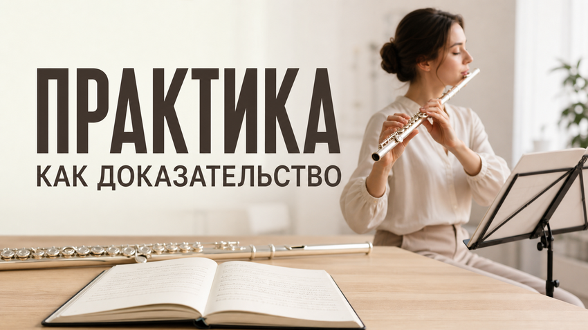 Флейтист записывает практику на видео и делает заметки в дневнике занятий